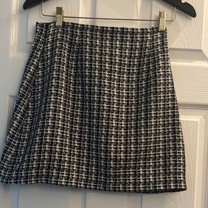 Babaton Black and White Tweed Mini Skirt
